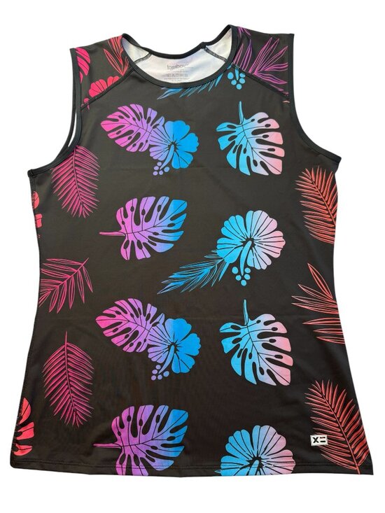 TomboyX Tops - Tomboyx Tank Top Black with floral Hawaiian Flower Leaf Pattern. Size women's L